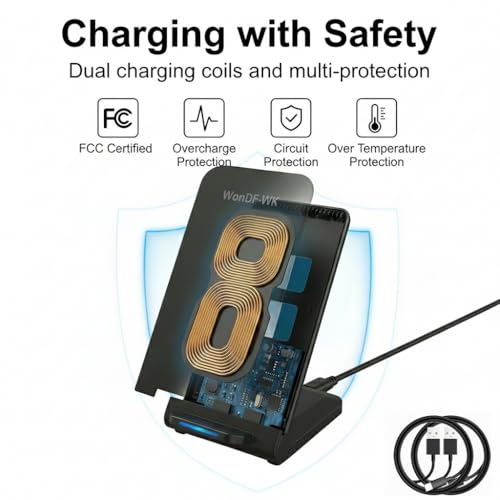 Image of 2 Pack Fast Wireless Charger, 15W Max Wireless Charging Pad, Ultra Slim Charging Station for iPhone 17 /16 /15 /14 /13 /12 /11 Series, Samsung Galaxy S25 /S24 /S23 /S22 /S21 /S20, Note 20 /10