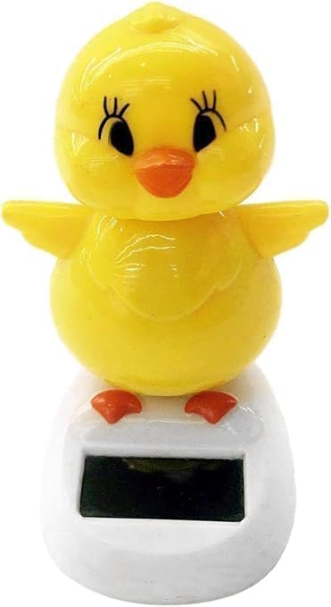 Fxieng Yellow Solar Powered Dancing Chick, Solar Dancing Figurines, Solar Bobblehead Chicken, Cartoon Bobble Head Chick Ornaments Figures for Car Dashboard, Car Dashboard Solar Power Kits