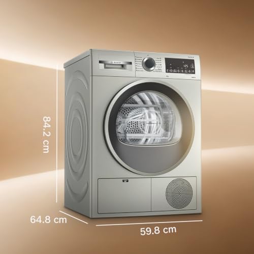 Image of Bosch 9 kg Fully Automatic Front Load Condenser Tumble Dryer | 100% Drying, 0% Effort | 5 Drying Options |Reduces 99.9% Allergens |Ready-to-Wear No Crease (2026 model,WPG24108IN,Silver Inox)
