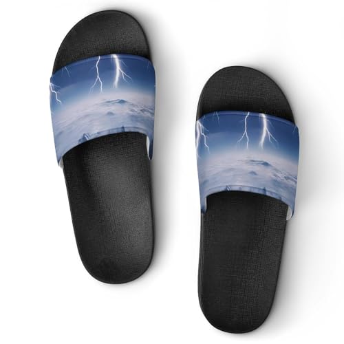 Thunder Storms Over Sea Non Slip Slides Sandals for Women Men Quick Drying Shower Shoes for Bathroom Pool Beach