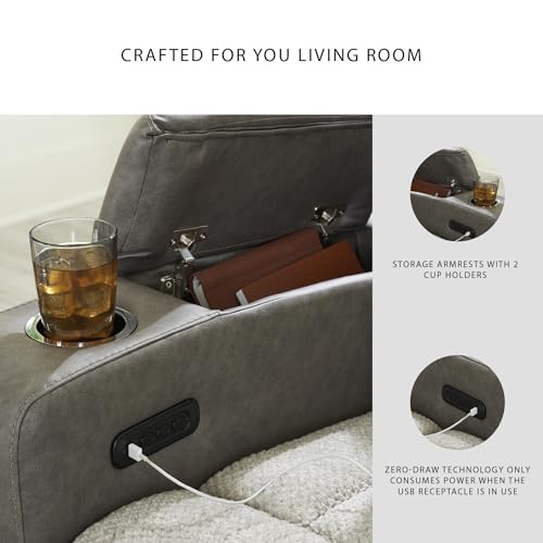 Image of Signature Design by Ashley Power Reclining Sofa with Heat and Massage