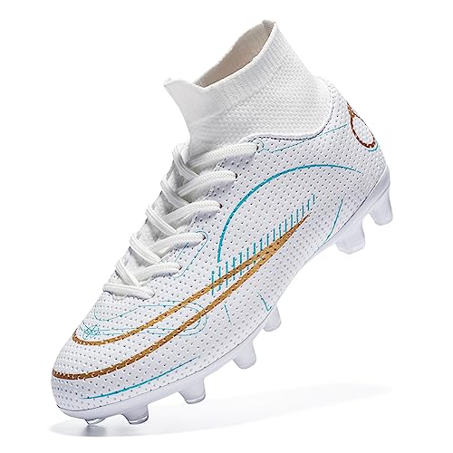 Soccer Cleats Boys Indoor Soccer Shoes Boys Turf Shoes Zapatos de Futbol para niños Girls Football Shoes White