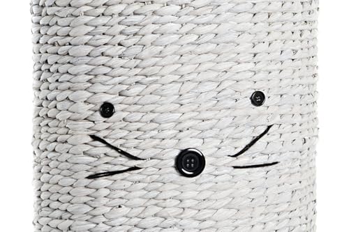 CESTA ROPA FIBRA 42X42X63 GATO BLANCO