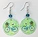 Bicycle Earrings for the Bike Rider, From Original Art, Lightweight Metal, Sterling Silver 925, Great Quality Handmade in America Nickel Free Crystals For the Cyclist Super Gift
