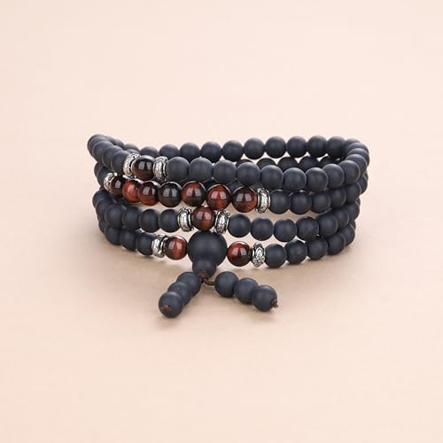 COAI Unisex 108 Malakette aus 6mm Matt Onyx Wickelarmband