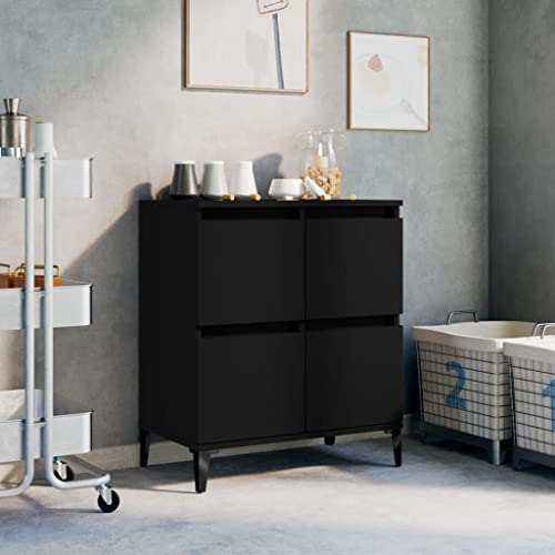CKioict Buffetschrank modern Küchenschrank Vitrinenschrank Sideboard Schwarz 60x35x70 cm Holzwerkstoff für Schlafzimmer & Wohnräume & Büro