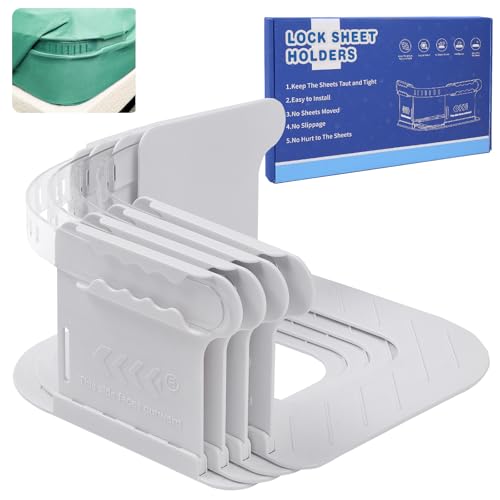 RLSHEN Bed Sheet Holder Straps Hold The Sheets in Place, Enhanced Bed Sheet Clips Keep The Sheets on and Taut Fit, Easy Installation