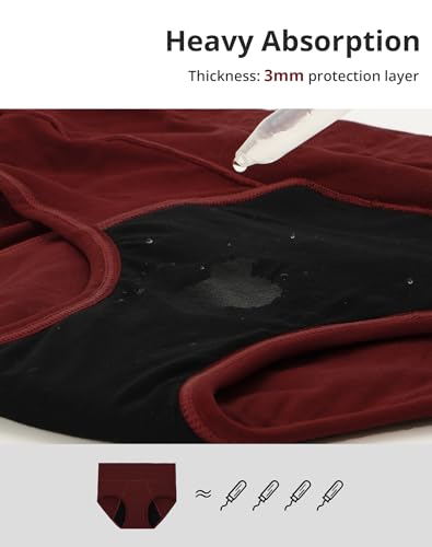Image of INNERSY Women's Bamboo Viscose Heavy Flow Period Underwear High Waisted Leakproof Panties 3 Pack