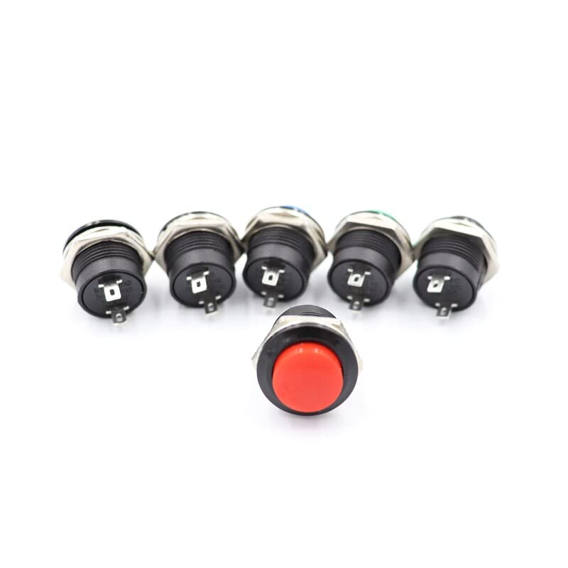 Commutateur momentané SPST R13-507 rouge lot de 6 boutons-poussoirs ronds AC 250V 3A pour circuit