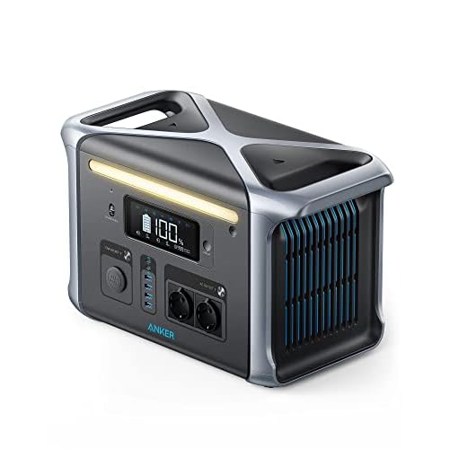 Anker 757 Power Station, tragbare Powerhouse 1229Wh, LiFePO4 Akku, Aufladen von 0-80% in 1 Std. 1500W mobile Stromversorgung, 2 USB-C Anschlüsse 100W Max, LED-Licht für Camping, Wohnmobile, Ausfälle