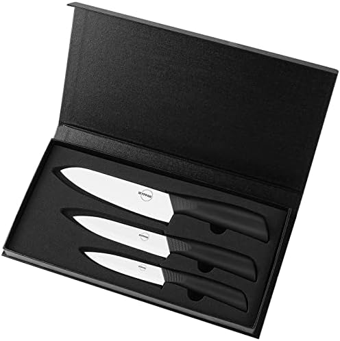 IKYPPAH Ceramic Knife Set 3-Piece,Chef's Knife, Utility Knife,Paring Knife,Includes 6-5-3in(white)