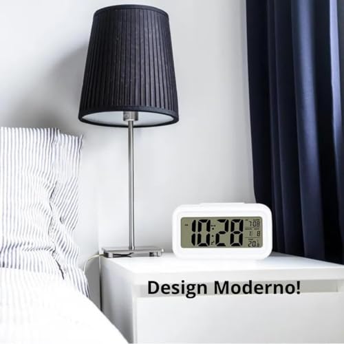 Relógio Digital de Mesa Despertador Inteligente Mini com Sensor de Temperatura Cabeceira Premium Min