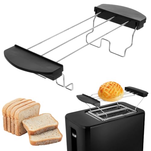 Toaster Warming Rack, Edelstahl Toast Rack, Brötchenaufsatz für Toaster aus Edelstahl, Faltbarer, Kann zum Kühlen von Brot, Sandwiches, Croissants Verwendet Werden, Leicht Zu Reinigen, 26.5x9.2x5.5 cm