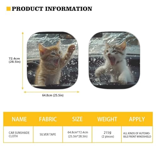 Image of Grumpy Cat Car Front Windshield Sun Shade Reflect UV Sun and Heat Foldable 2-Piece Car Windshield Sunshades Car Interior Accessories Sun Protection Universal Vehicle Accessories
