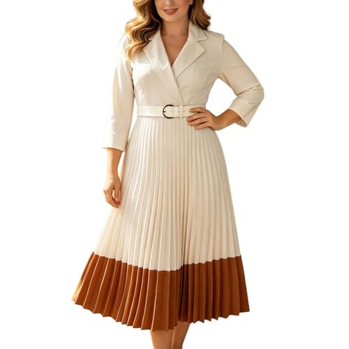 Robe blazer élégante à manches longues et col rabattu coupe en A pour femme