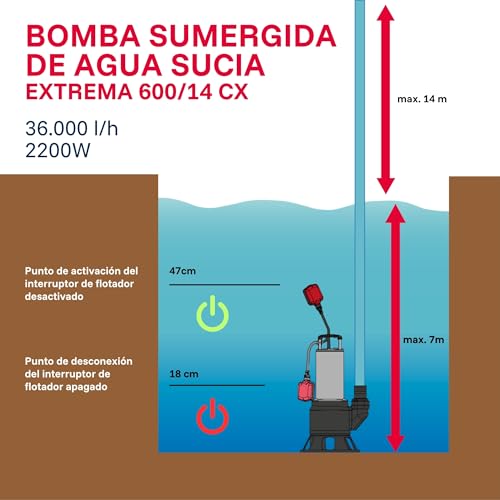 T.I.P. Extrema 600/14 CX Edelstahl Schmutzwasser Tauchpumpe - Baupumpe mit 36.000l/h Leistung, Wasserdicht, Robust für Flüssigkeit bis 95°C, 30194