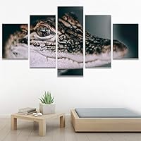 SIGNWIN 5 Panel Canvas Wall Art Alligators Closeup Dramatic Expressionism Hallway Minimalist Multicolor for Home Decorations Ready to Hang - 60