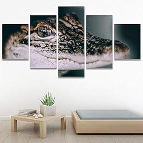 SIGNWIN 5 Panel Canvas Wall Art Alligators Closeup...
