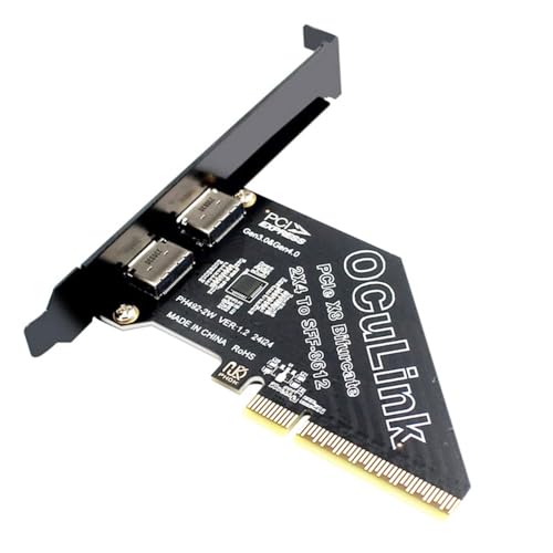 xiwai Adaptador PCI-Express 4.0 8X PCIE Desmontable a Doble Oculink 4X SFF-8612 SFF-8611 VROC Raid0 para Base Externa de Tarjeta gráfica SSD eGPU U.2
