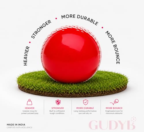 Image of T-20 Synthetic Cricket Ball Match Practice Training | Practice Cricket Ball | Wind Balls | Swing Ball | Indoor & Outdoor Street & Beach Cricket (Red, Pack of 1)
