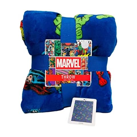 Marvel Comics Avengers Bed Throw Blue Fleece Soft Cosy Blanket Home Decor 120cm x 150cm Cover