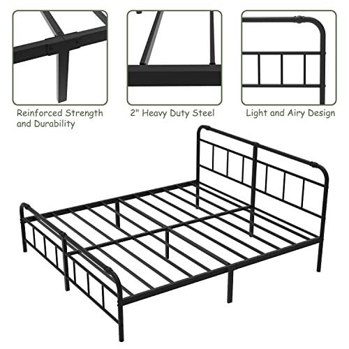 Uliesc 14 Inch Queen Size Bed Frame with Headboard and Footboard, No
