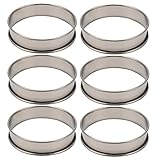 Haskoss 6パック、4インチのダブルロールイングリッシュ・マフィンリング、ケーキのムースリング、お菓子型、ステンレススチールのクランペットリング、タルトリング、円形