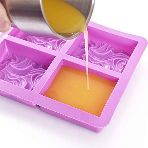 Newk Silicone Soap Square Molds, Diy Handmade Soap Molds With Ocean Wave Pattern For Milk Soap (3.5 Oz Cavities) #TOP1