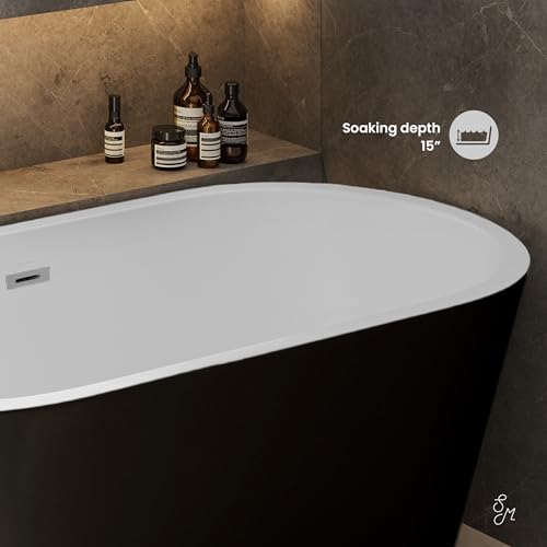 Image of Claire 60 inch Freestanding Bathtub Matte Black and Matte White