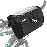 Correa de fijación ajustable, fácil instalación --- Con 3 correas y ganchos, dos en el manillar y uno en la columna de dirección. La bolsa del manillar de la bicicleta es fácil de instalar y desmontar del cuadro delantero de la bicicleta sin herramientas. Proporciona una posición estable mientras mantiene el manillar en equilibrio de forma segura y segura sobre la frente mientras conduce. Adecuado para la mayoría de bicicletas, como bicicletas de carretera, bicicletas MTB, etc.