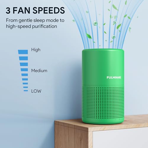 Image of FULMINARE Air Purifiers for Home Bedroom H13 HEPA Air Filter | 360 Intake for Pet Hair, Smoke, Odors , 3 Speeds, Timer, 24dB, Small Mini Air Purifier with Night Light, Mint Green