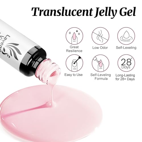 Esmaltes de uñas gel Jelly Nude Pink set 6 colores miniatura 5