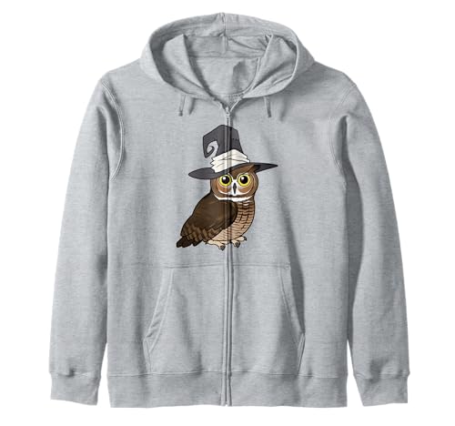 Great Horned Owl Halloween Witch Spooky Holiday Bird Zip Hoodie