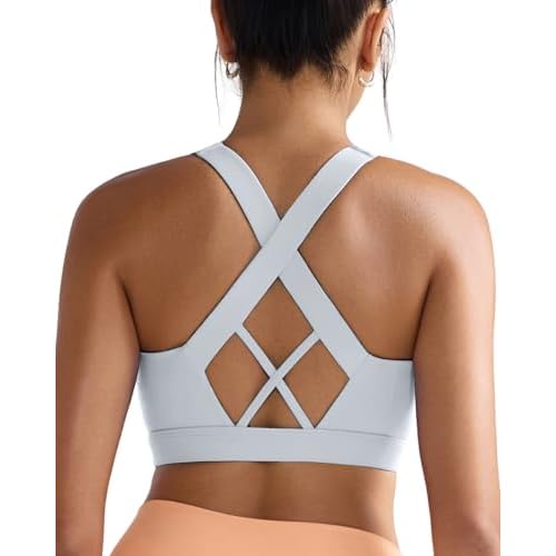 RUNNING GIRL Sports Bra for Women High Support,Molded Cup High Impact Sports Bras with Sewn in Pads A-grey X-Large