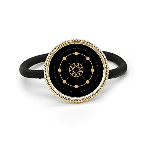 Lazo de pelo de plata con diseño de sol y estrella geométrica para mujer