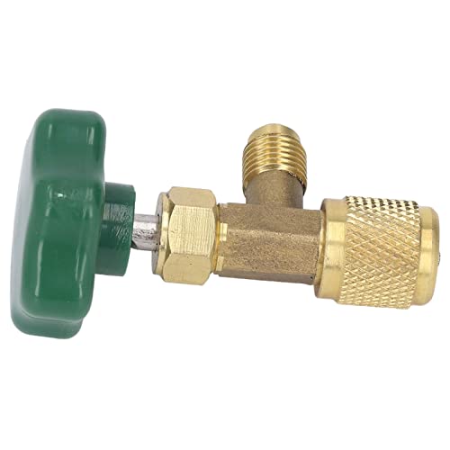 Válvula de refrigerante para aire acondicionado de cobre y ABS hermética contra fugas, 1/4 pulgadas SAE con conector de tubo, fácil de usar como válvula de dispensación de refrigerante, 1/2 pulgadas para rosca 7/16 pulgadas 28 UNF miniatura 2