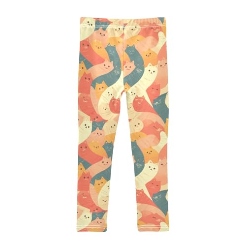 KLL Cute Cat Cartoon Illustration Toddler Baby Girl Basic Leggings Stretchy Full Length Sweatpants Running2