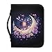 Bible Cover Case with Bookmark Belt for Women Crescent Moon Bible Covers with Handle Large Church Study Book Protector Pouch Zippered Book Case for Daily Use
