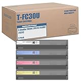 4 Pack T-FC30 (KCMY) - Compatible Toner Cartridges for Toshiba T-FC30U-K T-FC30U-C T-FC30U-M T-FC30U-Y, Work with E-Studio 2050C 2051C 2550C 2551C Printer