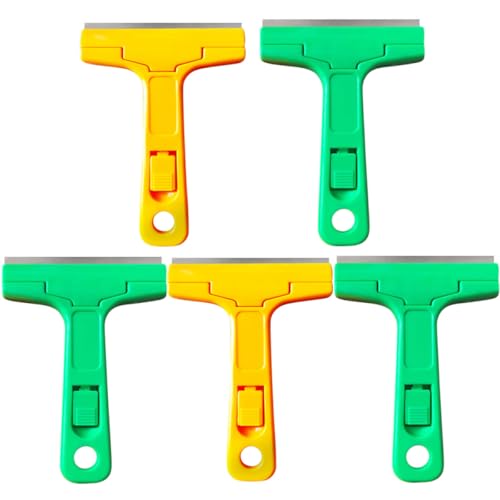 Kisangel 5 piezas Raspador Plástico Multiusos para Limpieza de Cristales Masilla Paredes y Mármol Mango Antideslizante Duradero para Uso Doméstico y Profesional Color Color Aleatorio