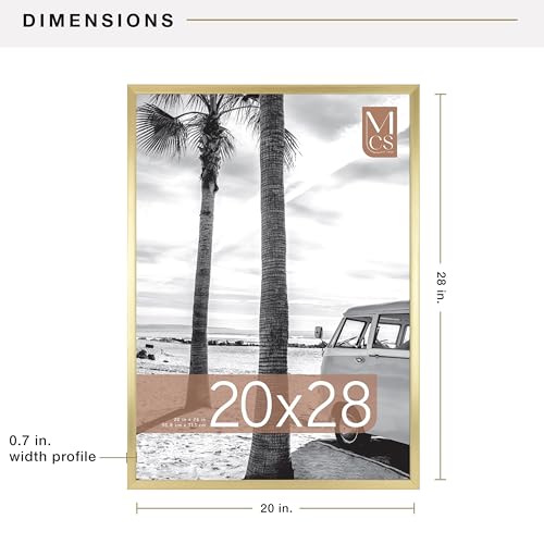 Image of MCS Foundation 20x28 Poster Frame Traditional Brass, Vertical & Horizontal Wall Hanging Large Picture Frame for Photos, Posters & Art Prints (1-Pack)