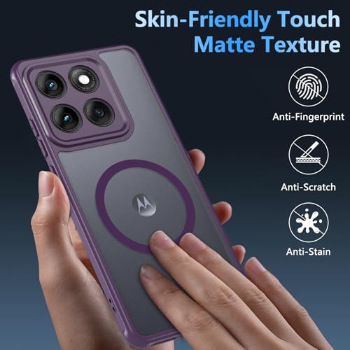 Image of For Motorola Edge 2025 Case,Magnetic [38 N52 Magnets] Military Grade Drop Protection moto edge 2025 case-Full Camera Protection Slim Matte Anti-Slip Phone Cover Protector For Motorola Edge 2025,Purple