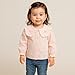 Seuyae Girl Long Sleeve Blouse for Toddler Girls Lace Trim Shirt Light Pink Elastic Cuff 4T