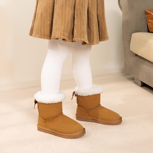 DREAM PAIRS Girls Boots Kids Winter Faux Fur Warm Snow Ankle FuzzyChic Kid's Bow Boots for Toddler/Little Kid - image 2
