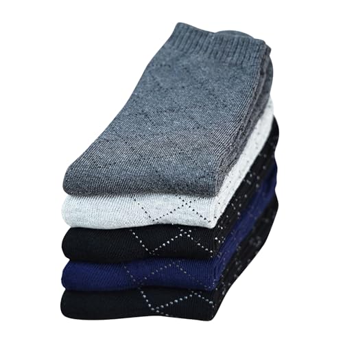 5 Pairs Wool Socks - Thermal, Warm, Hiking, Cozy Crew & Boot Socks for Women & Men