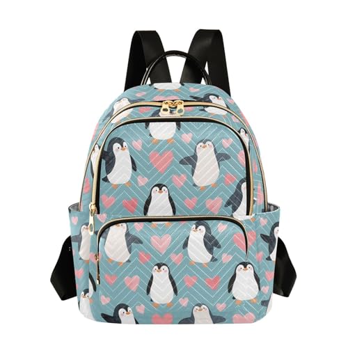 Image of ALAZA Cartoon Penguin Love Blue Women Backpack Purse Ladies Fashion Shoulder Bag Daypack Travel Bag 10L