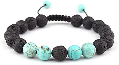 CELOKIY Adjustable Lava Bead Stone Anxiety Diffuser oil diffuesr Bracelet women with Turquoise - meditation,relax,healing,aromatherapy