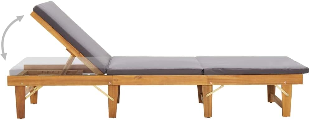 Folding Sun Lounger with Cushion,Backyard Chaise,Napping Loungers,Comfortable Loungers,Portable Loungers,Patio Lounge Chair,for Outdoor Sunbathing,Patios,Pools,Lawns,Camping,Solid Acacia Wood