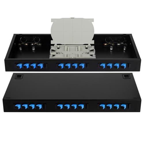Boîtier rack SC-UPC monomode 12 ports simplex avec pigtail 1,2m et cassette de soudure