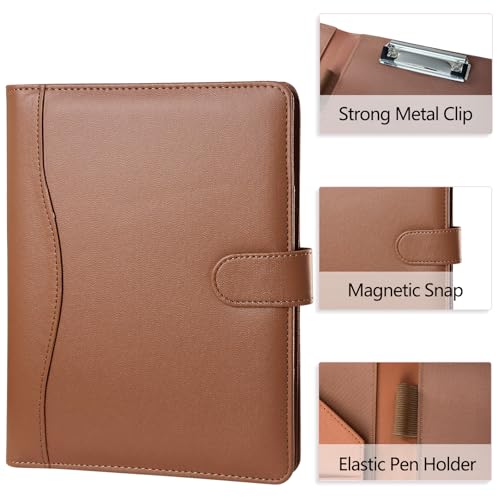 Pasta para portfólio, pasta de couro para prancheta, pasta de folhas soltas com capa, pasta rosa A5